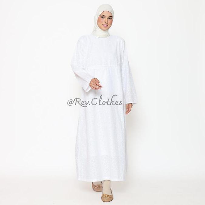 Sale Baju Umroh Wanita Muslim Model Kantong Doraemon Gamis Umroh Wanita Katun Bordir Putih