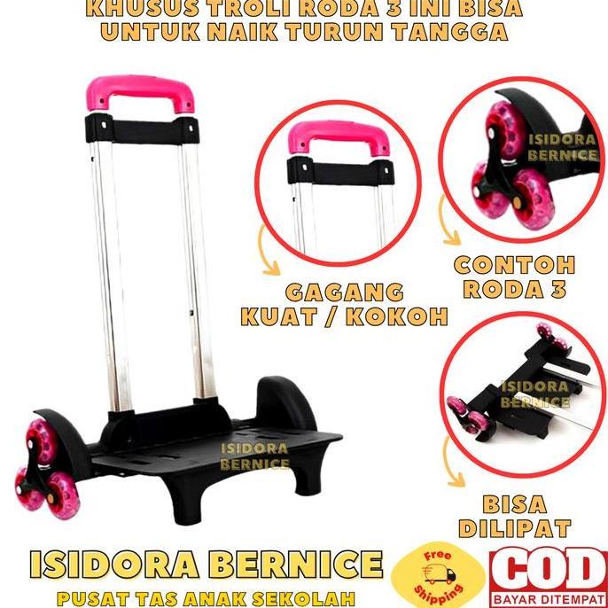 Trolley Troli Lipat Roda 3 Roda 6 Roda 2 Untuk Tas Sekolah Anak