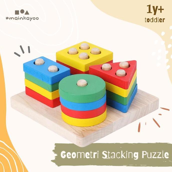 MAIN BALOK SUSUN BENTUK MINI - mainan kayu edukasi anak