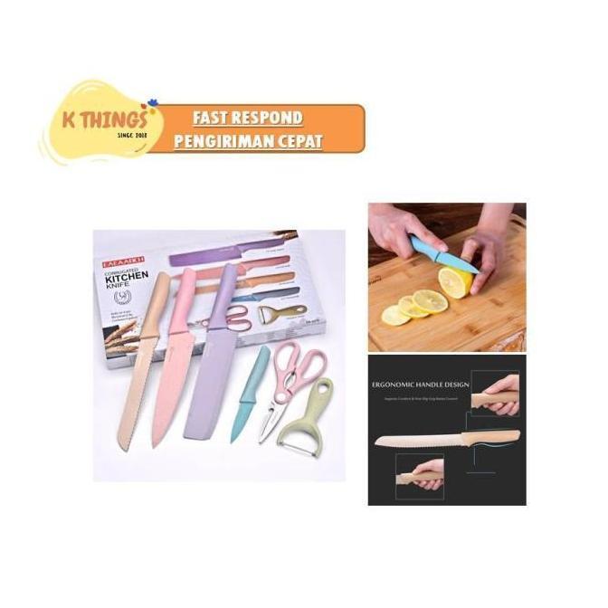 EAEAABCH Set Pisau Dapur 6 in 1 Stainless Anti Lengket Kitchen Knife