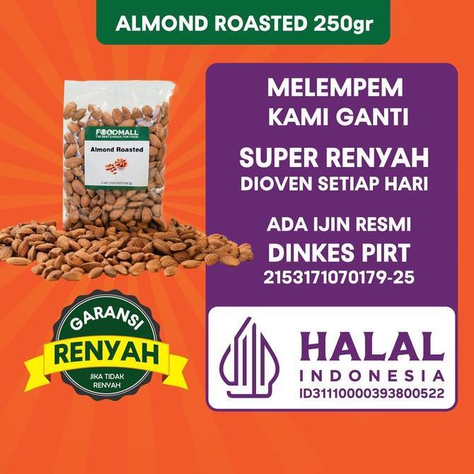 almond roasted 250 gr / almond panggang / roasted almond