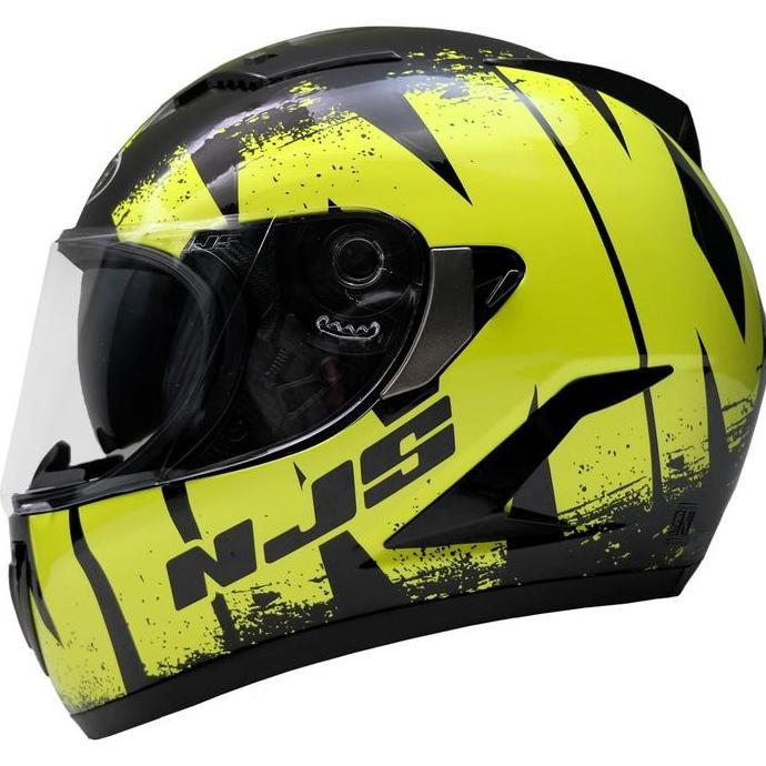 // NJS SHADOW REAPER BLACK YELLOW FLUO (FREE SMOKE VISOR) - HELM FULL FACE | SHADOW | SHADOW MOTIF |