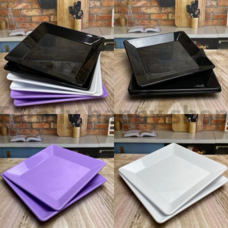 (1Lusin/6Pcs)Piring Semi Melamin Persegi 20cm,Piring Saji,Piring Kotak 20cm Piring Pla Tebal SNI