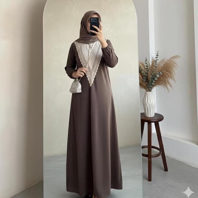 Bianca dress knit | gamis knit premium | gamis renda knit | gamis knit wanita