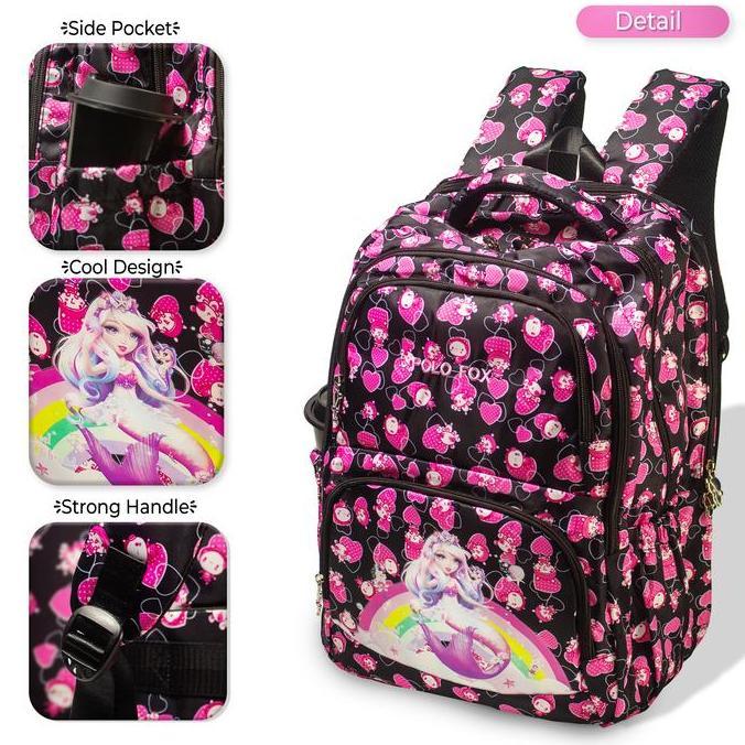 Tas Ransel Anak Perempuan Motif Cantik POLO FOX 19" Tas Sekolah, Tas Jalan Santai