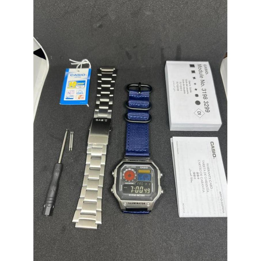 Casio AE-1200 Royale Stealth Black strap nato kanvas Military style Black ops Custom Casio Mod Royal
