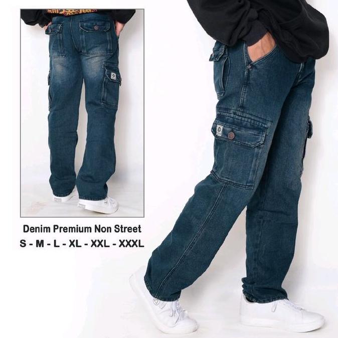 CELANA CARGO JEANS PANJANG UNDERMODEL STANDAR REGULER/JEANS CARGO PRIA BASIC DENIM NON STREET STANDA