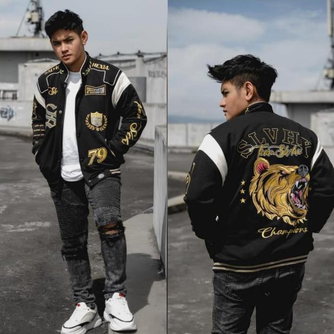 Jaket Varsity Golden Champ - Jaket Varsity Vintage Salvio Hexia