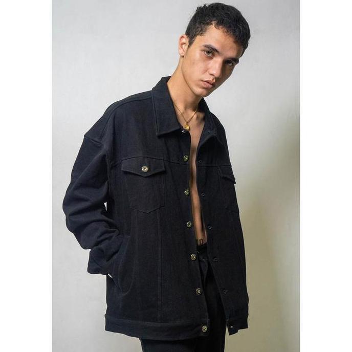 OCWA STORMI OVERSIZED DENIM JACKET WASHED BLACK MAN