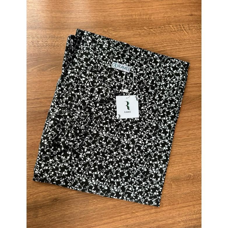 Ramee Mikayla gamis katun motif garis kombinasi polos/ 2 in 1