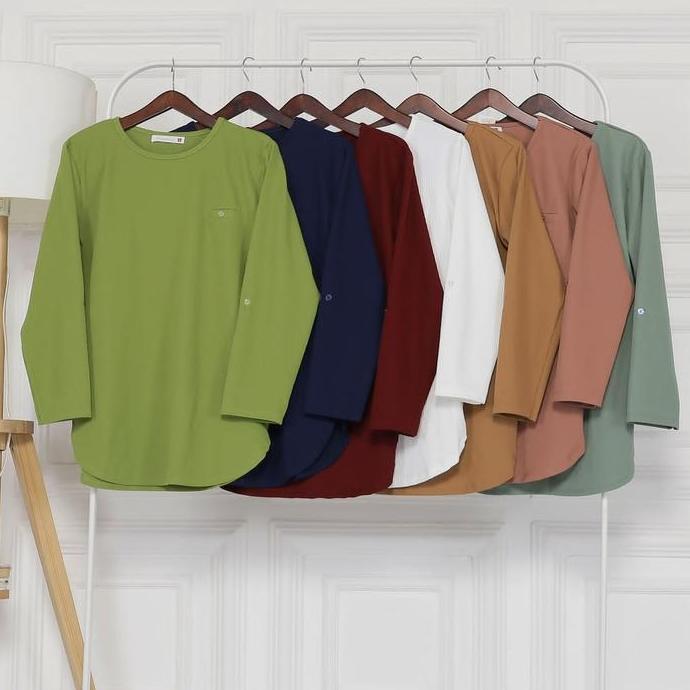 Berkualitas [Nayla Blouse] Kaos Atasan Fenomenal Wanita Lengan Panjang || Kaos Polos Cewek Model Ova