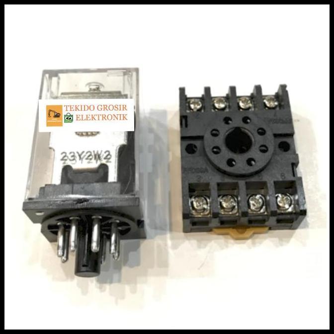 TERMURAH RELAY + SOCKET - RELAY AC 220V 10A 8P - SOKET AC 8P 