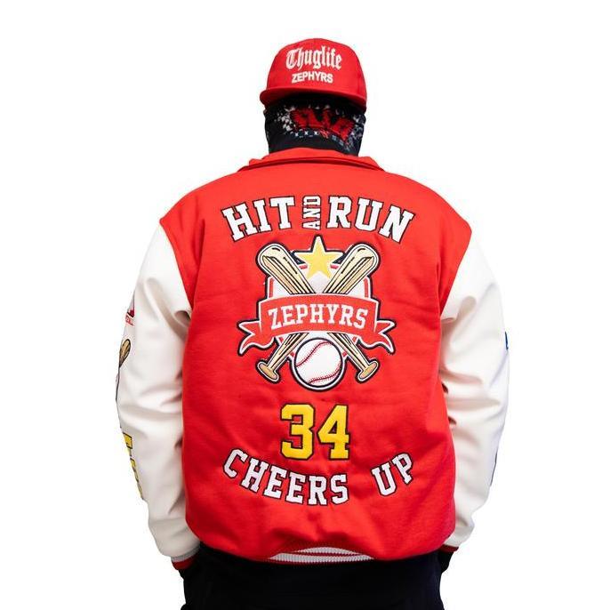 Jaket Varsity DXPRO CHEERSRED Fleece Leather Kulit