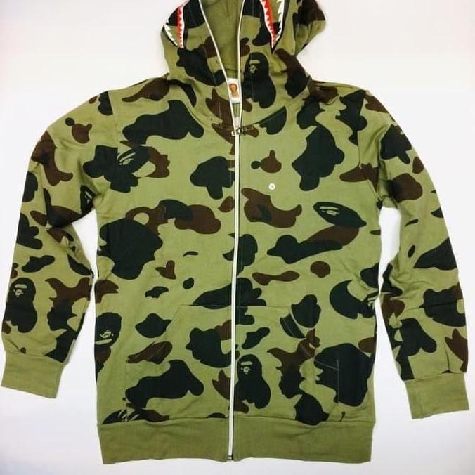Jaket Hoodie Bape Army Camo , Shark Bathing .. Full Zipper