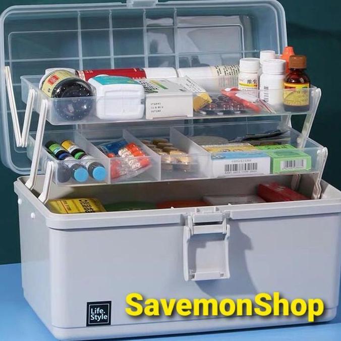 PROMO Box Alat Dokter Susun 3 Tingkat Kotak Penyimpanan Alat Perawat Medis