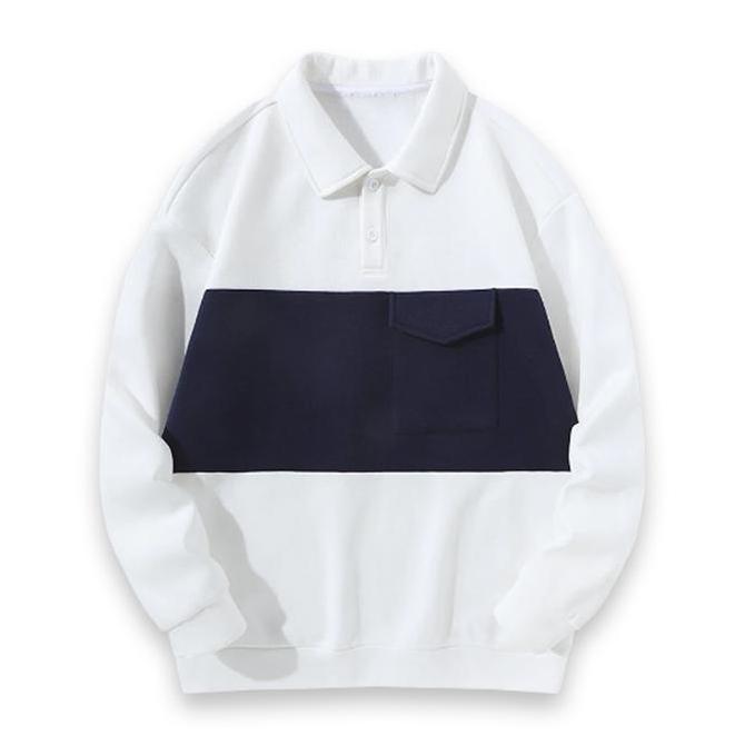 REEVANT - Rugby Shirt Twotone Putih Fleece BSize Jumbo M L XL 2XL 3XL 4XL 5XL