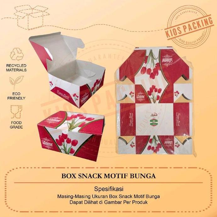 100pcs Box Snack Motif Bunga 12x12 12x14 12x16 / Dus Kotak Kue Roti Motif Bunga 12 x 12 / 12 x 14 / 
