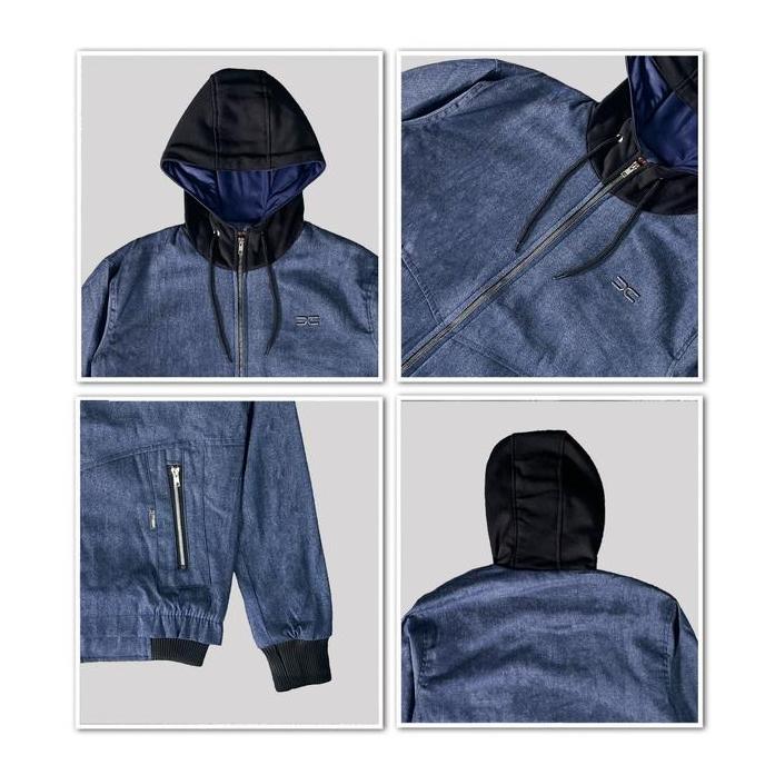 X U A Jaket Hoodie Jeans Pria - Wanita Stile Terbaru Jacket Kupluk Denim