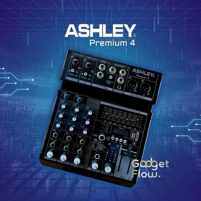 Mixer Audio ASHLEY Premium 4 Mixer Karaoke 4 Channel BT Sound Card 7 Band ORIGINAL Metal