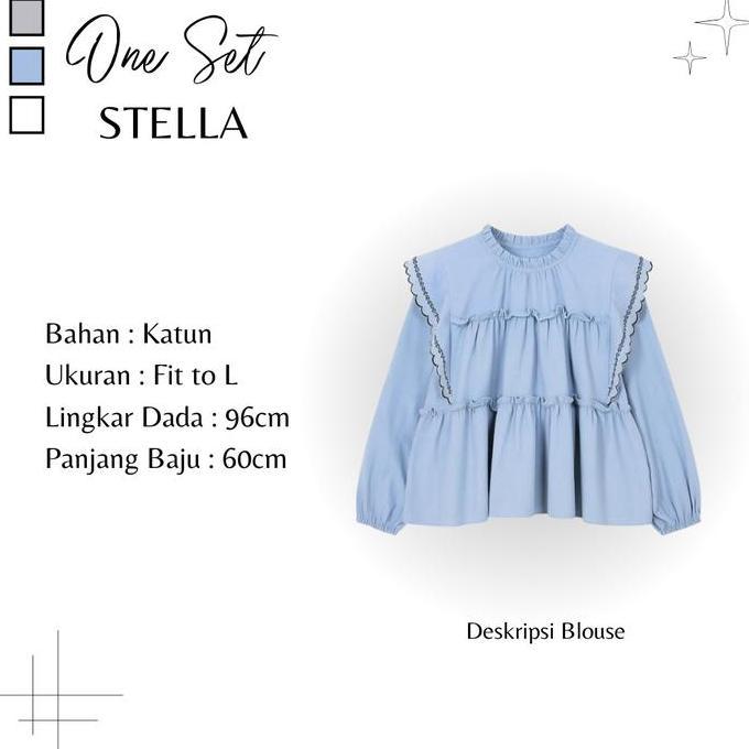 Stella Outfit - Setelan Stella Outfit [ Blouse + Celana Kulot + Pashmina ] One Set Korean Style Fash