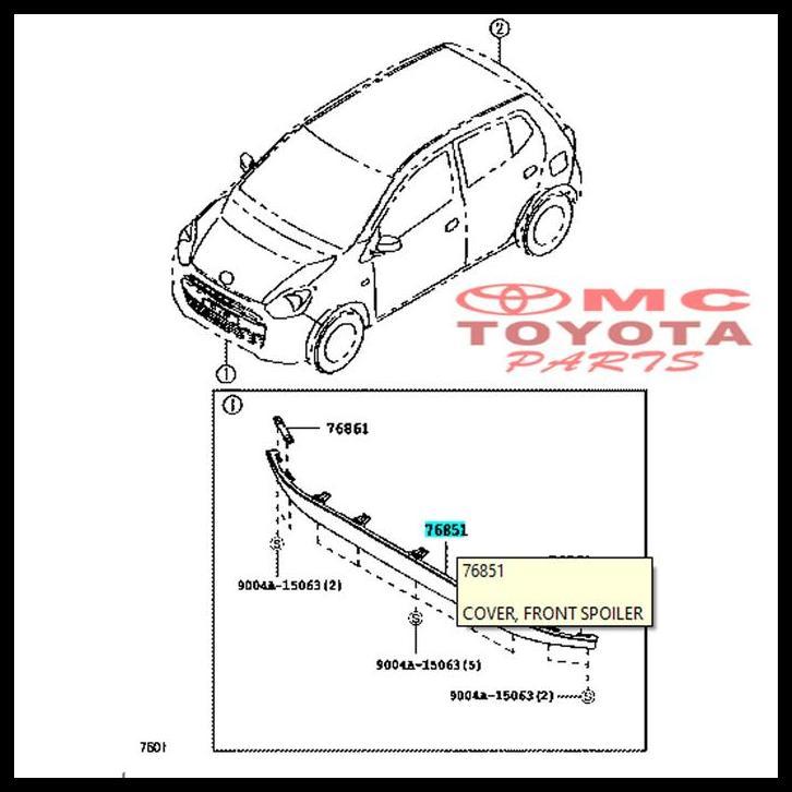 TERBARU KARET BUMPER BEMPER DEPAN BAWAH AGYA AYLA 76851-BZ041 