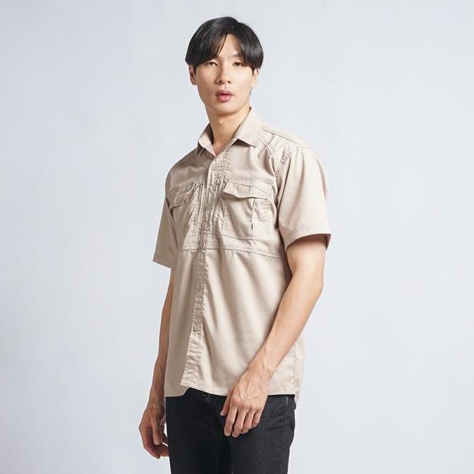 Eliter Workwear - Baju Tactical Warna Cream PDH Lengan Pendek Seragam Kerja PDL Lapangan Hem Atasan 