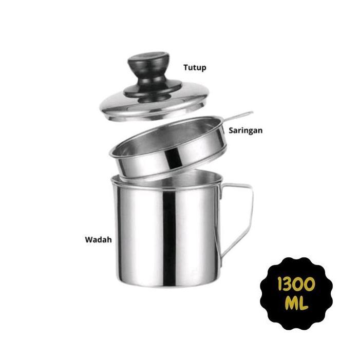 Oil Pot Wadah Saringan Minyak Gelas Saringan Minyak Stainless