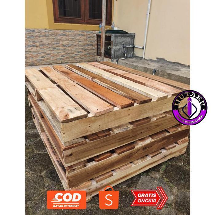 IJUTAKU PALET KAYU DIVAN KASUR SINGLE BED (90X200X10CM) TERLARIS