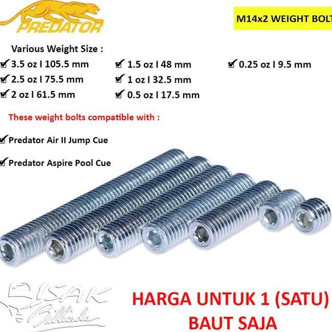 Predator Weight - 1 Buah Pemberat Predator Aspire & Air Ii Jump Cue - Billiard Cue Stick Billiard
