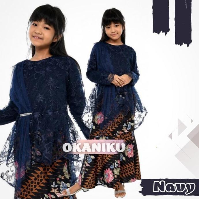 DISKON SET KEBAYA ANAK PEREMPUAN BROKAT KUTU BARU ROK DUYUNG FASHION MOTIF BATIK USIA 4 SAMPAI 12 TA
