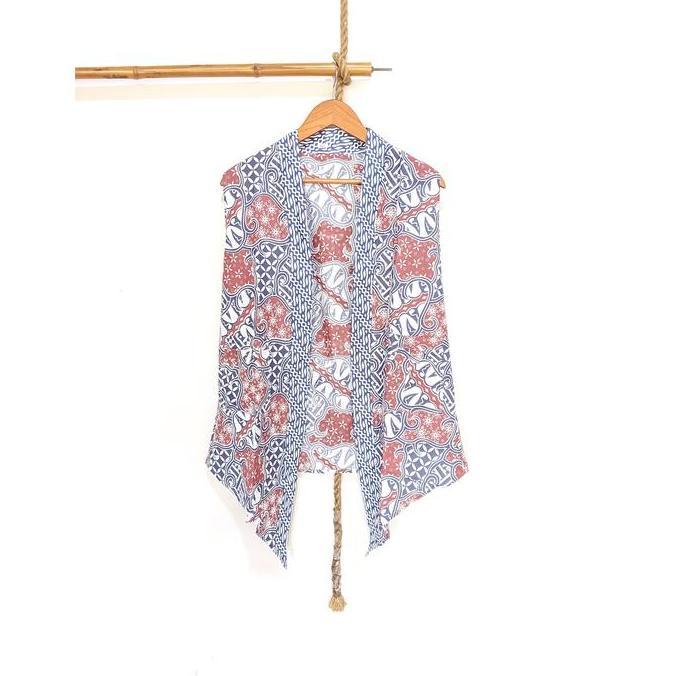 FREE ONGKIR CARDIGAN TANPA LENGAN BATIK WANITA MODERN VEST OUTER BATIK VEST CARDI LONG OUTER BATIK M
