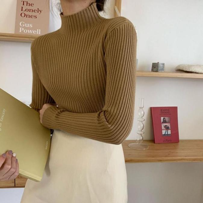 DISKON INNER MANSET TURTLENECK RAJUT DALAMAN OUTER BAJU HITAM