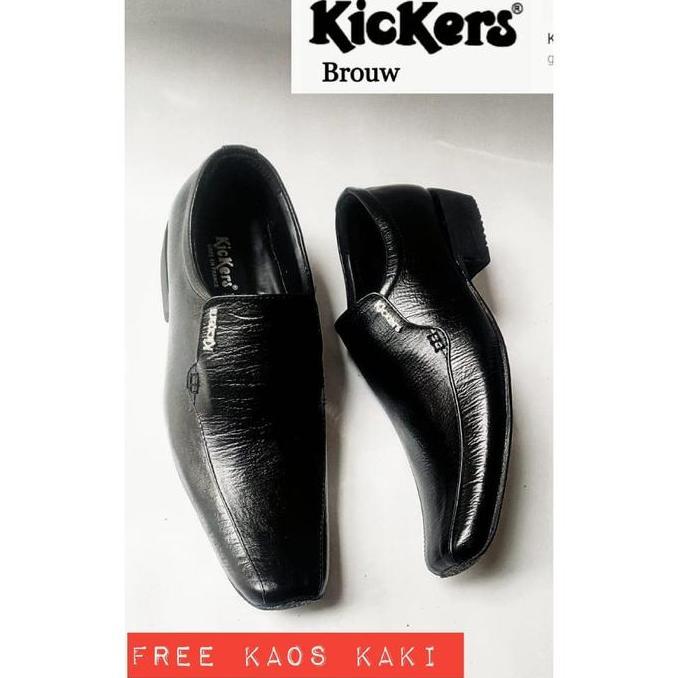 sepatu kickers pantofel kulit warna hitam kerja pria
