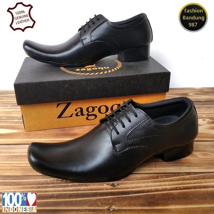 Sepatu pantofel pria lancip model tali bahan kulit asli sepatu kerja