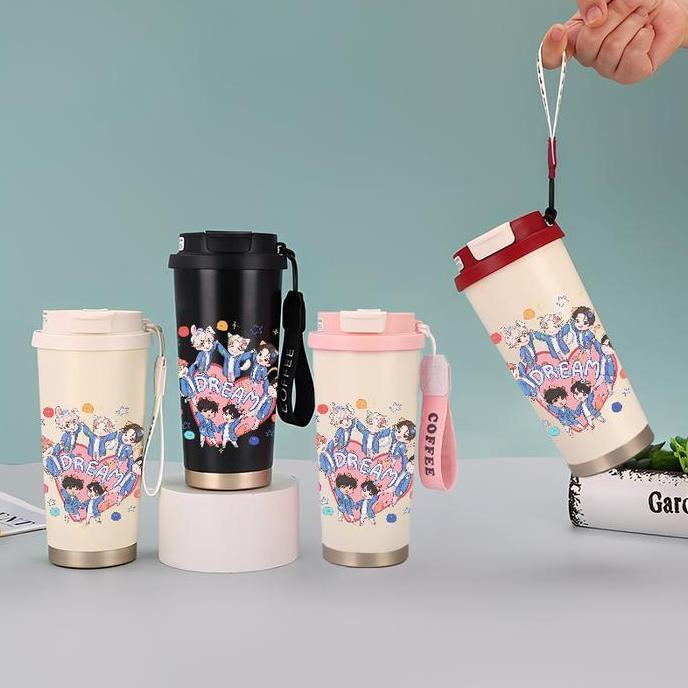 Tumbler Nct Dream Chibi Edition 500Ml Stainless Steel 304 Sedotan Portable Botol Minum Aesthetics