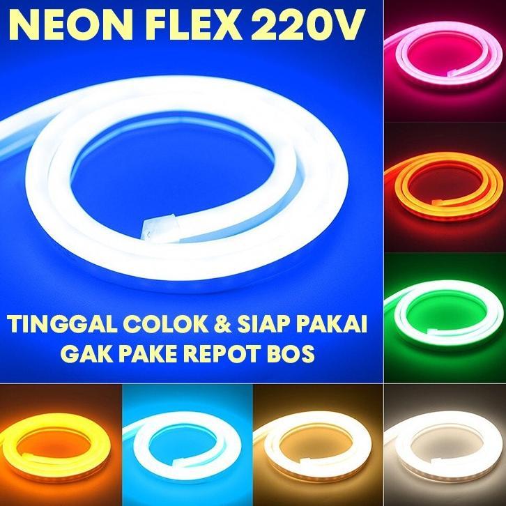 new paket lampu led neon flex ac 220v lengkap tinggal colok langsung nyala lampu dekorasi kamar este