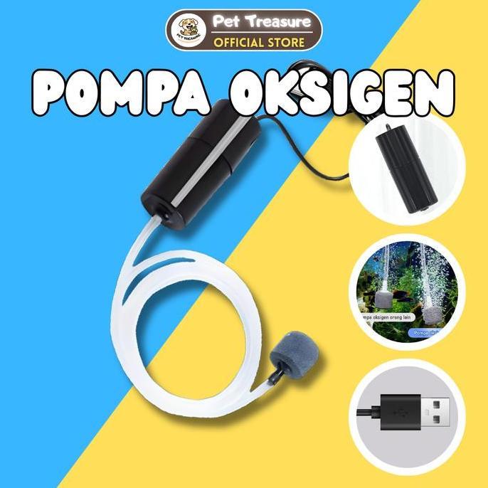 robothijau526 - Pompa Oksigen Ikan USB Isi Ulang Pompa Udara Elektrik untuk Akuarium Aerator Ikan Po