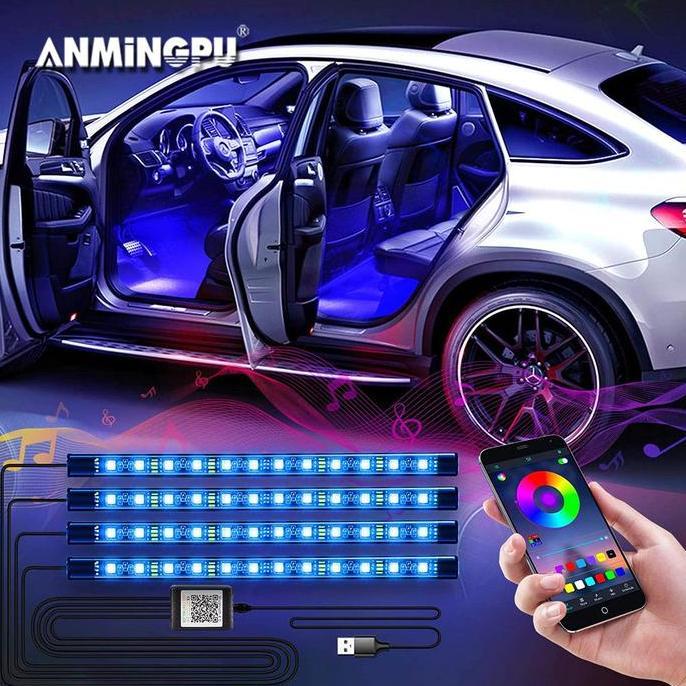 Lampu LED Strip Kolong Dashboard Mobil RGB Light LED USB Remote