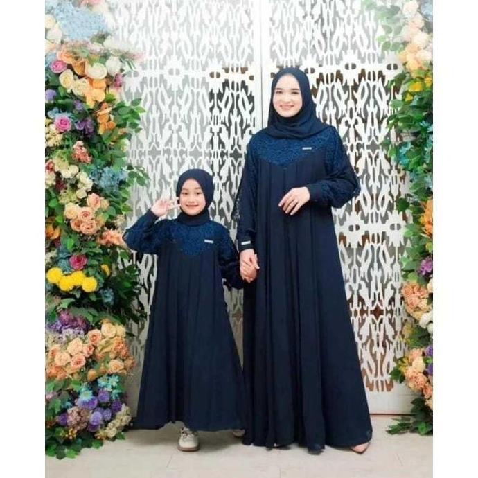 Limited, Set Gamis Syari Dan Khimar Dewasa Panjang Pasangan Dress Keluarga Wanita Setelan Mom Polos 