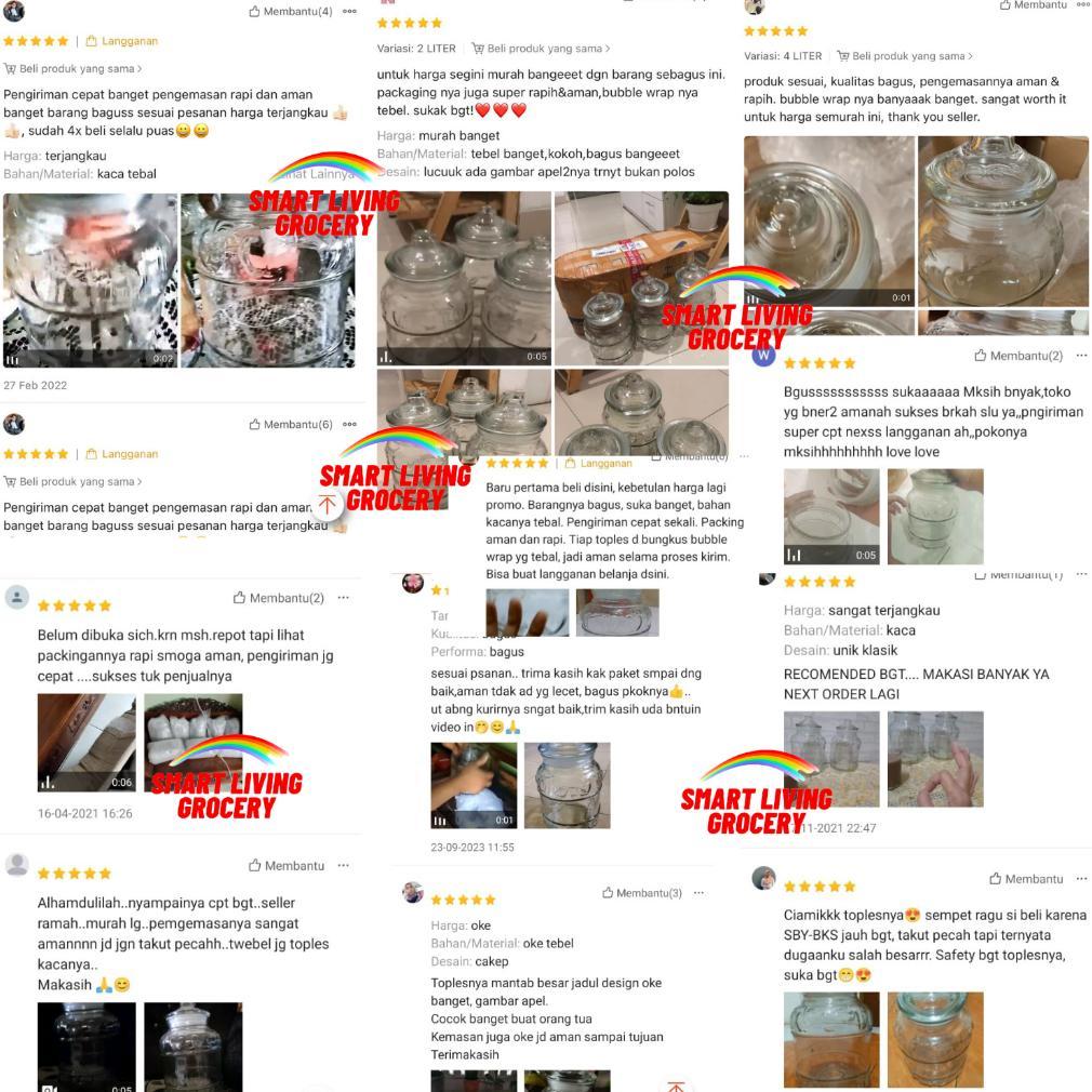 TOPLES KACA KEDAP UDARA 4 LITER TOPLES BOTOL JAR KACA BENING BESAR KEDAP UDARA SET KUE KERING LEBARA