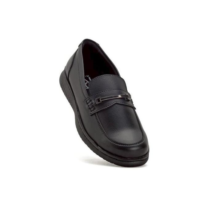 Rionz Bryant Black - Sepatu Formal Pria Loafer Pantofel Hitam Kulit PU Kerja Resmi Kantor Kuliah Kon