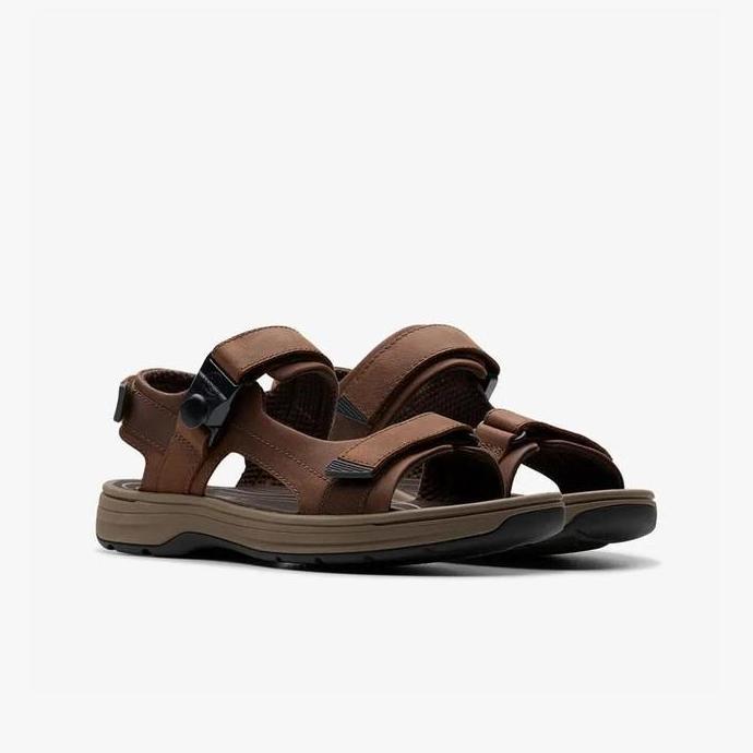 CLARKS Saltway Trail Orinal Sepatu Sandal Pria Leather - Dark Brown