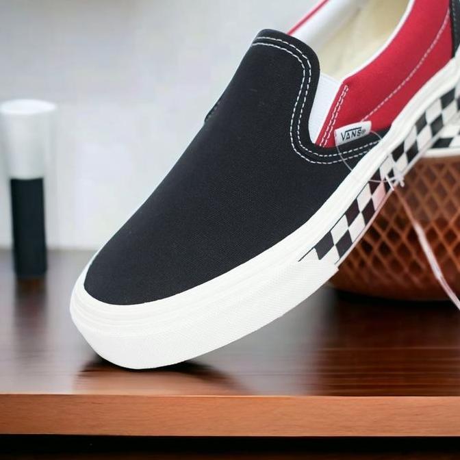 Sepatu Vans Slip On BMX Sidewall Red Checkerboard Orinal 100%