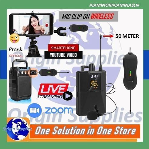 TERLARIS Mic Wireless Clip on UHF PRANK VLOG untuk Smartphone DSLR