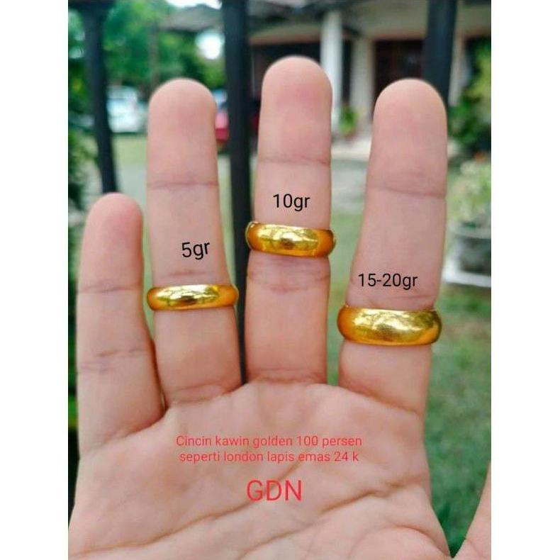 Garansi` Cincin Belah Rotan Replika Emas London 24K Kualitas Golden Persis Seperti Emas Asli Ada Mer