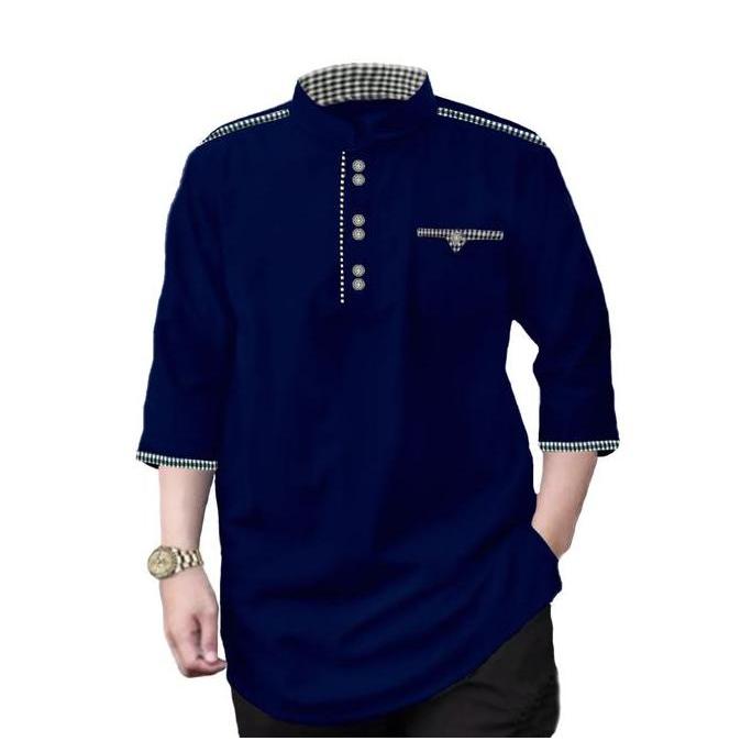 NEW KURTA TOJIRO Baju Koko Qurta Pria Muslim Dewasa Lengan 3/4 Katun Toyobo Kombinasi M L XL XXL XXX