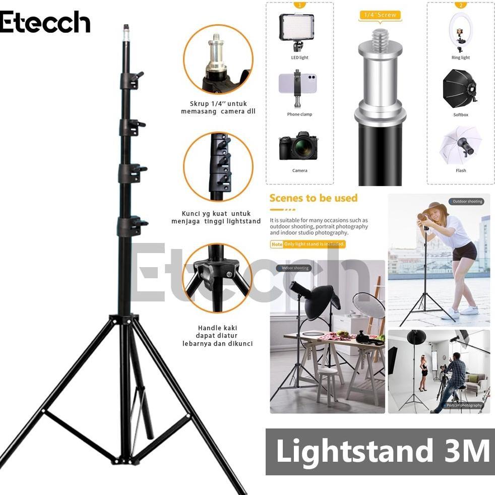 Tripod HP Tinggi Max 3 Meter Tripod Ring Light Tripod Lampu Stand Lighting Tripot HP Tripod HP Terba