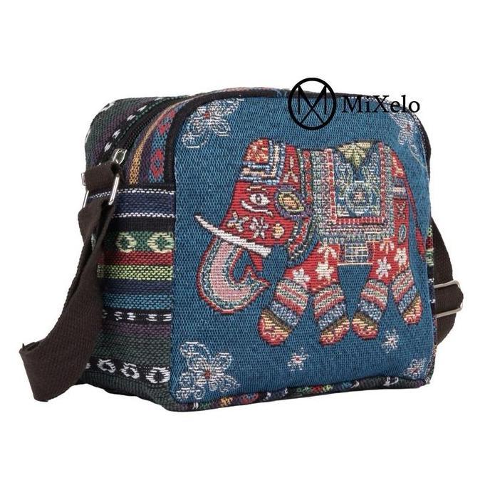 badu_seller - tas selempang kanvas tenun motif 2 sisi tas thailand gambar gajah qualitas premium bah