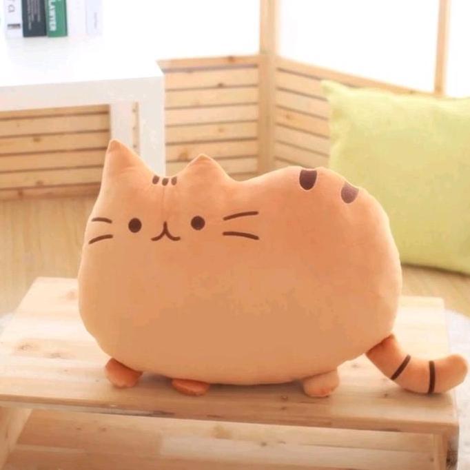 Boneka bantal kucing pushen bantal sofa karakter kucing cantik Kain Hiasan Coklat Abu Hitam Pink Put