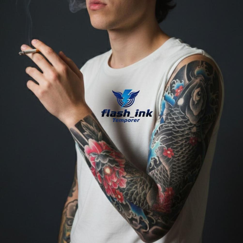 tatto temporer full tangan ikan koi realistis